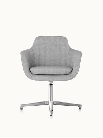 A mid-back Saiba conference chair with light gray upholstery and a four-star base, viewed from the front.