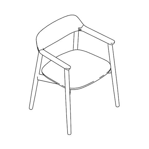 Line drawing of a Crosshatch Side Chair, viewed from above at an angle.