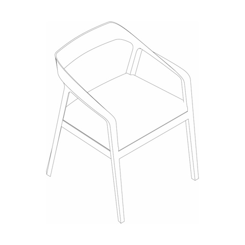Line drawing of a Full Twist Guest Chair, viewed from above at an angle.