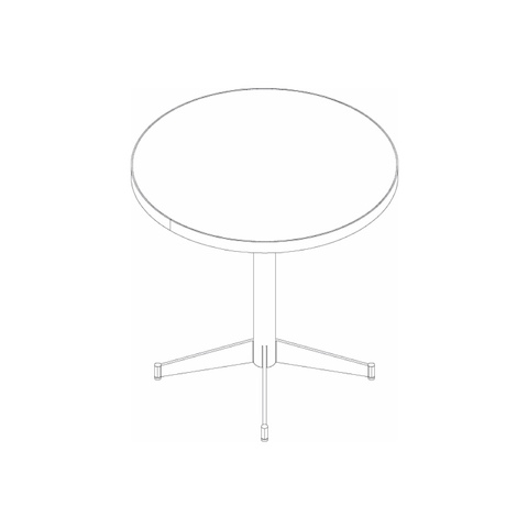 Line drawing of a round MP table, viewed from above.
