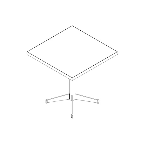 Line drawing of a square MP table, viewed from above at an angle.
