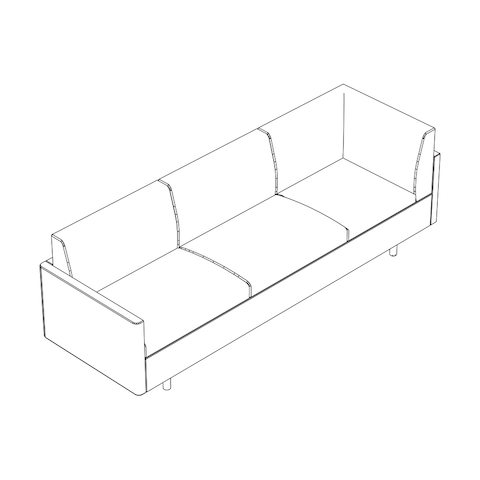 Line drawing of a non-quilted Tuxedo Classic connecting corner sofa, viewed from above at an angle.