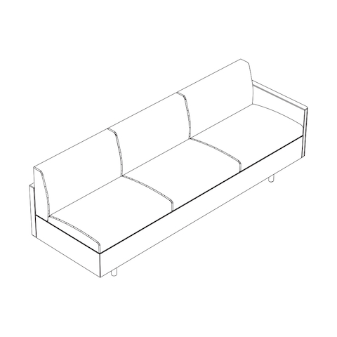 Line drawing of a non-quilted Tuxedo Classic connecting sofa, viewed from above at an angle.