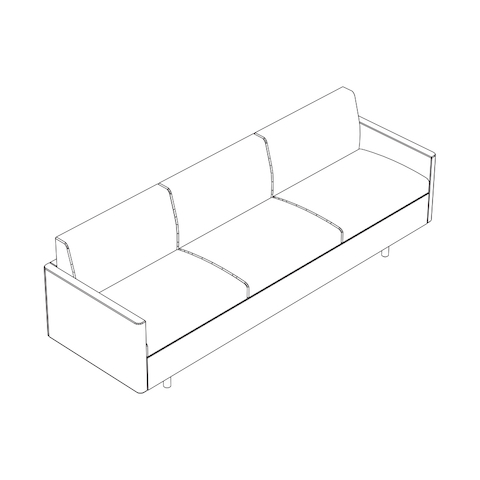 Line drawing of a non-quilted Tuxedo Classic sofa, viewed from above at an angle.